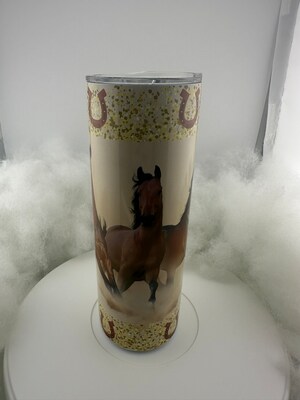 Three Horse 20oz Tall Skinny Steel Tumbler with lid and metal straw - image4